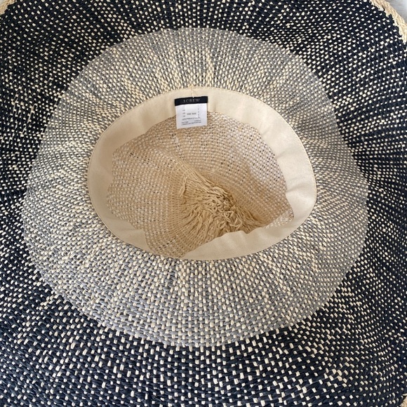 J Crew Sun Hat -OSFM tan cream black.  Straw 5 inch brim - Picture 4 of 5